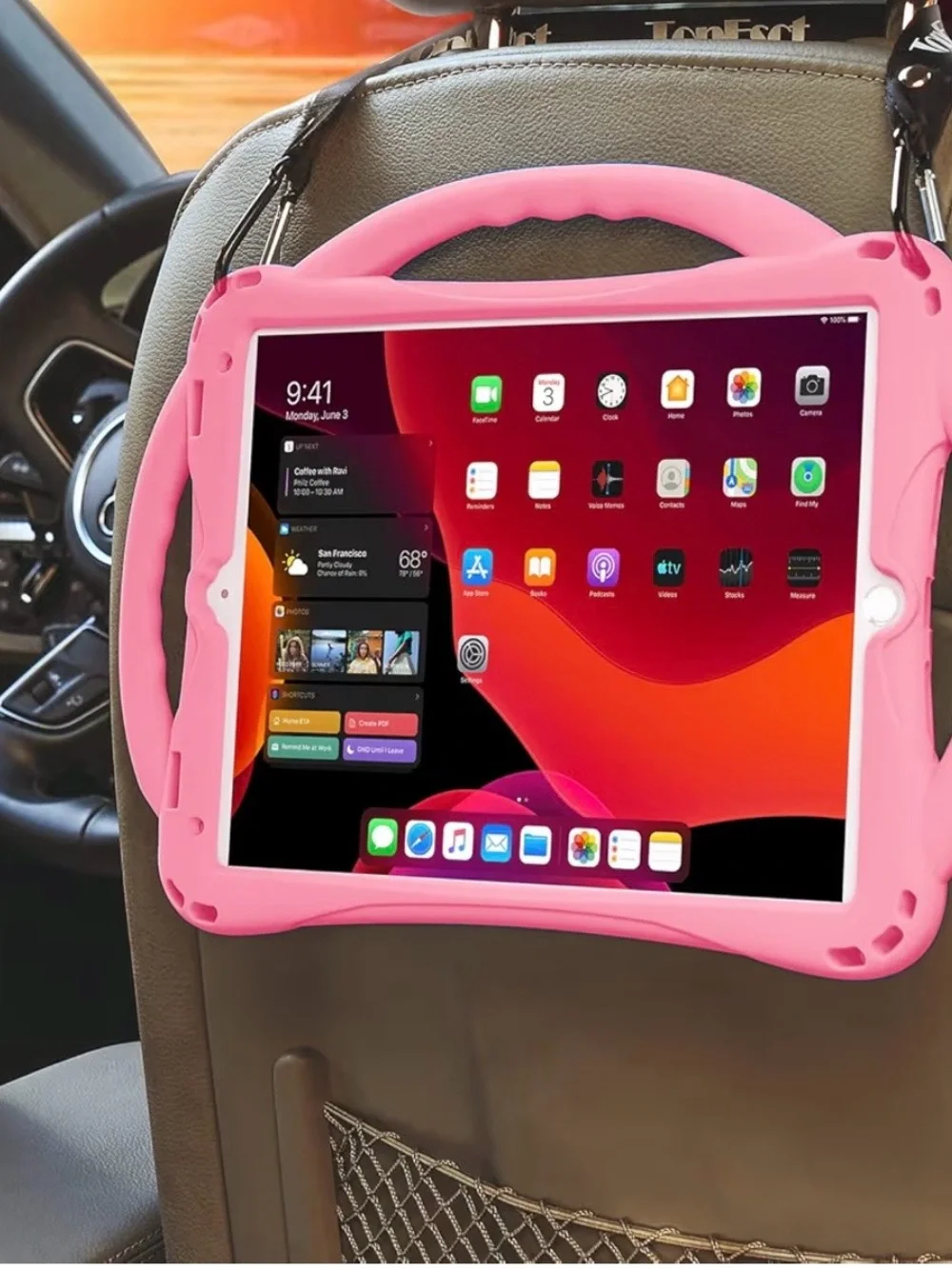 Pink Silicone Tablet Carrying Case with Strap